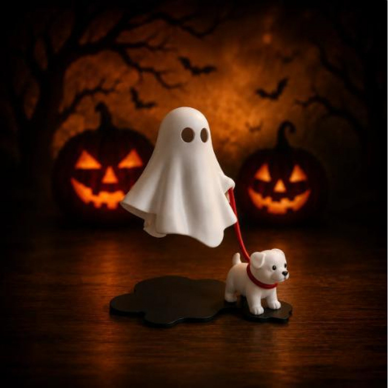 Cubicle Shelf Organizer - Figura de Cachorro Fantasma de Halloween,